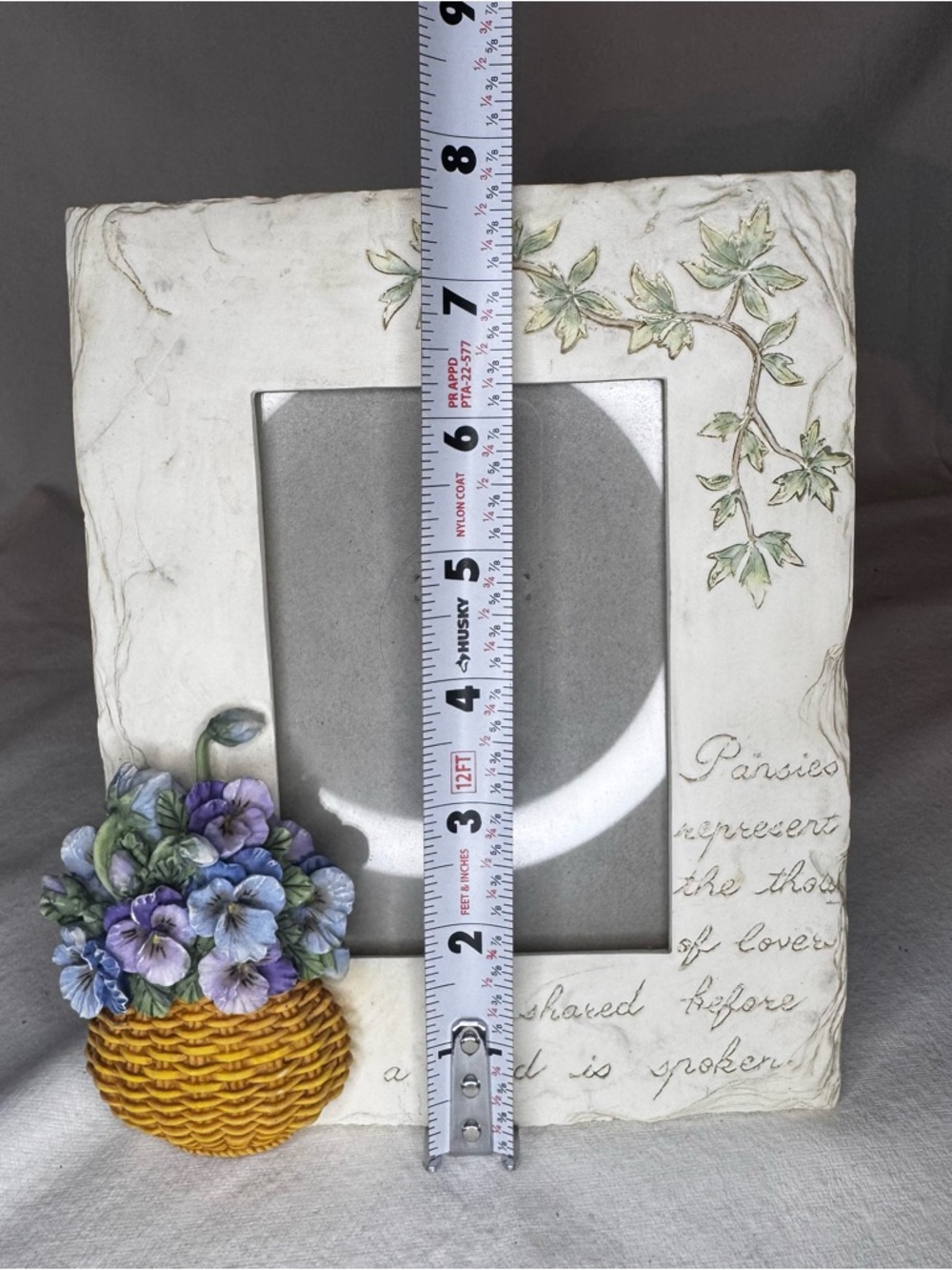Floral Pansies Decorative Picture Frame - Cream - Picture 4 of 5
